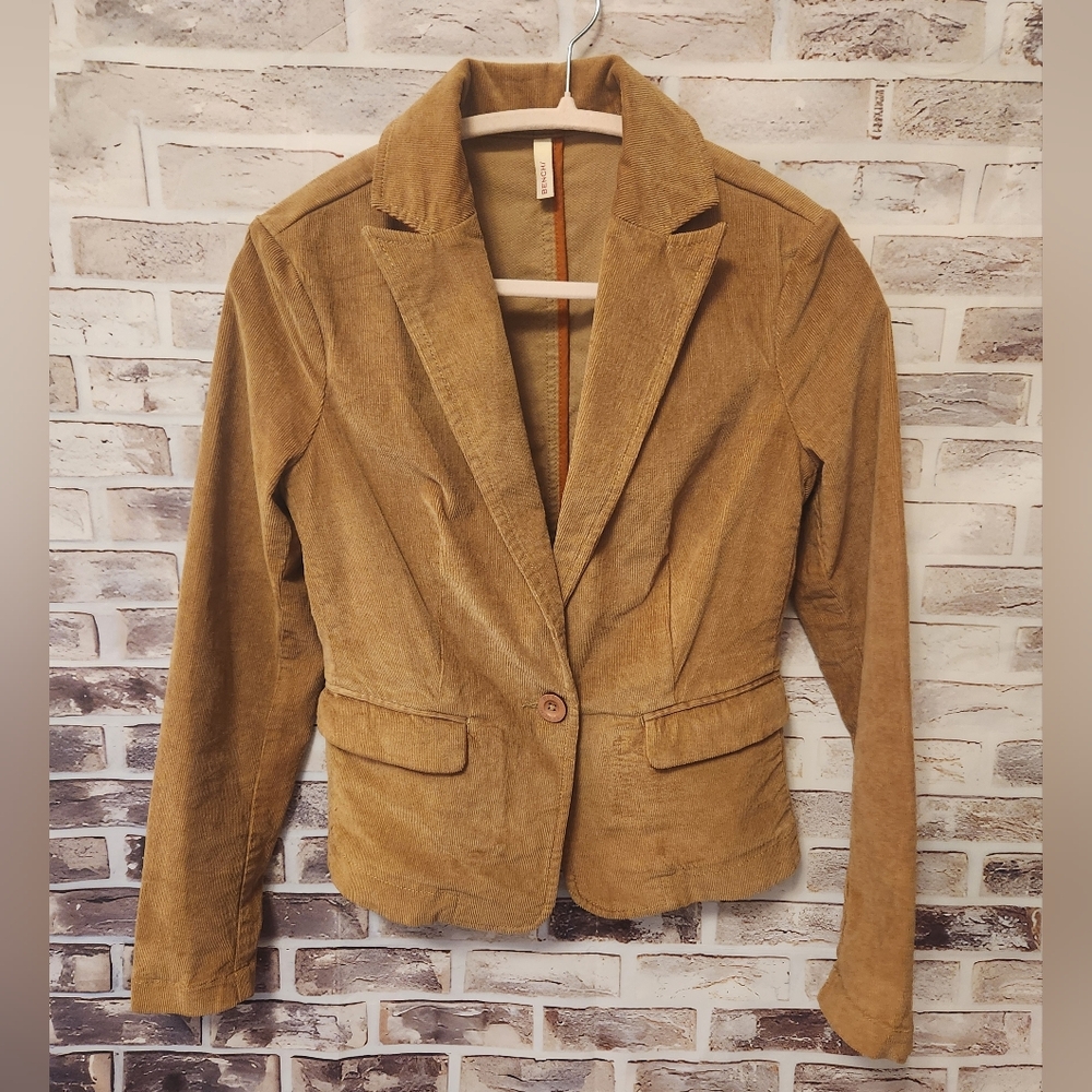 Bench Camel Color Corduroy Fitted Blazer Size Small